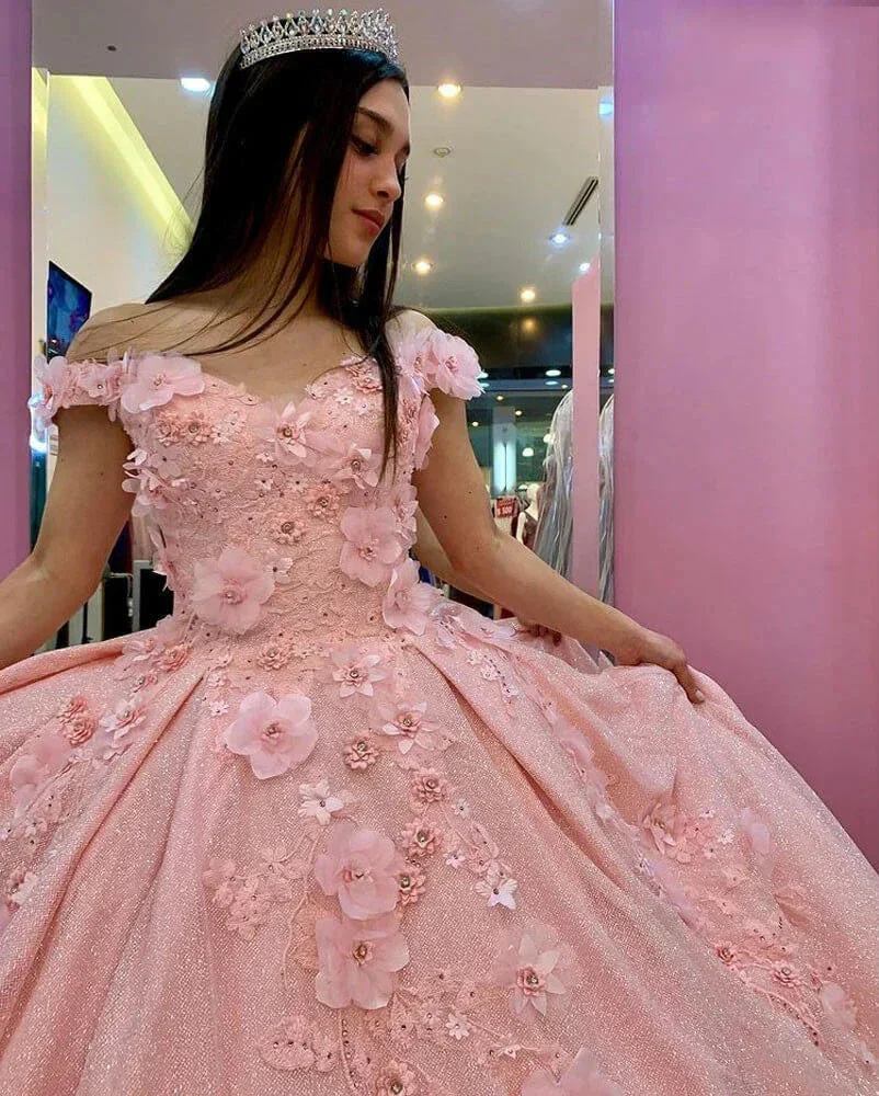 Bling Sequin Sweet 16 Quinceanera Dresses with 3D Applique,New Arrival Ball Gown Y1228 - Image 4