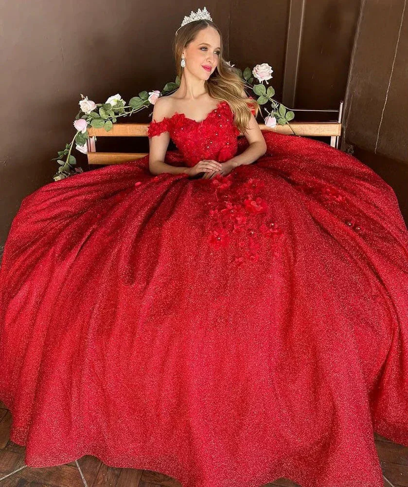 Bling Sequin Sweet 16 Quinceanera Dresses with 3D Applique,New Arrival Ball Gown Y1228 - Image 5
