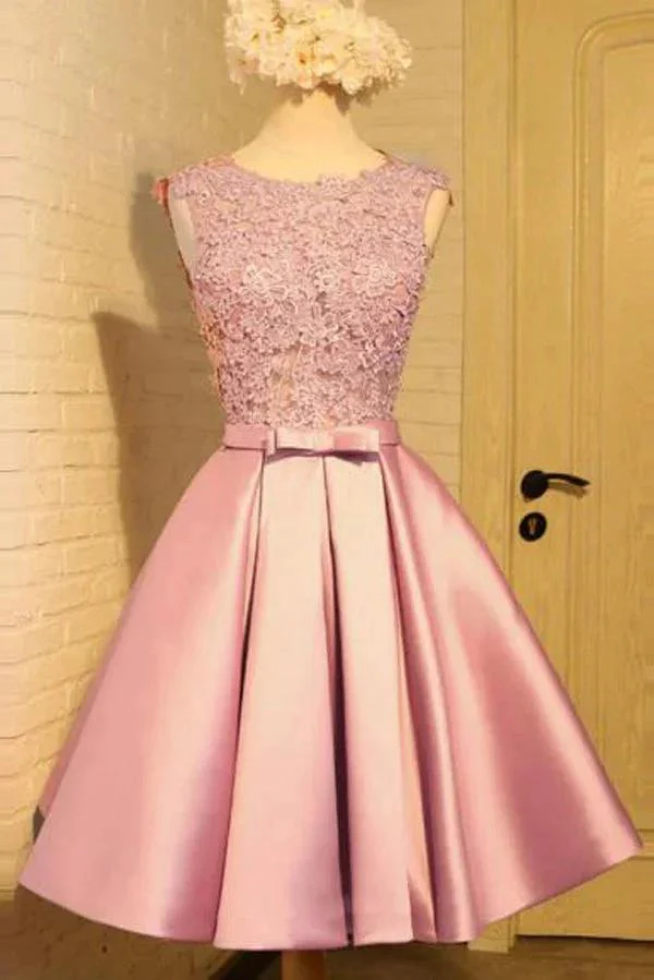 Blue A Line Princess V Neck Backless Appliques Homecoming Dresses - Image 5