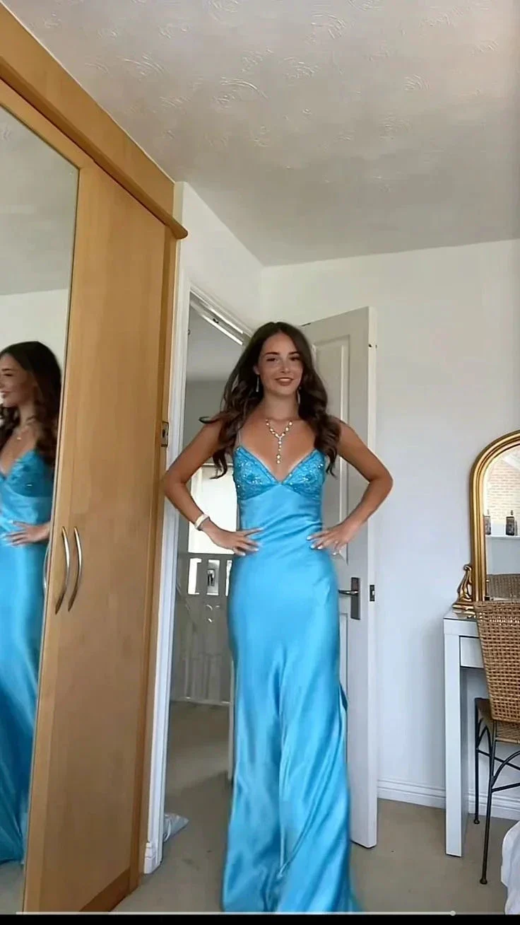 Blue Backless Long Prom Dress Evening Dress Y7516 - Image 2
