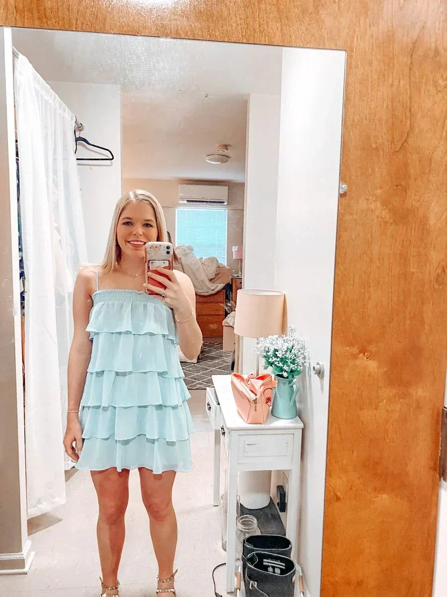Blue Chiffon Layered Homecoming Dress Blue Party Dress Y2299 - Image 2