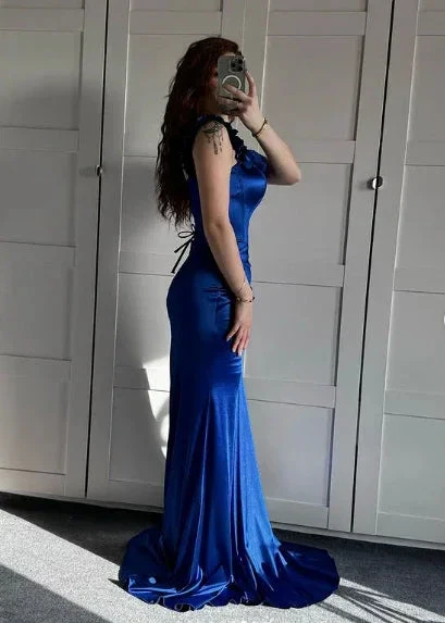 Blue Off The Shoulder Mermaid Evening Dress Formal Prom Dress Y7842 - Image 3