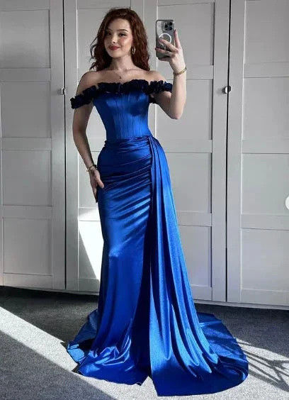 Blue Off The Shoulder Mermaid Evening Dress Formal Prom Dress Y7842 - Image 7
