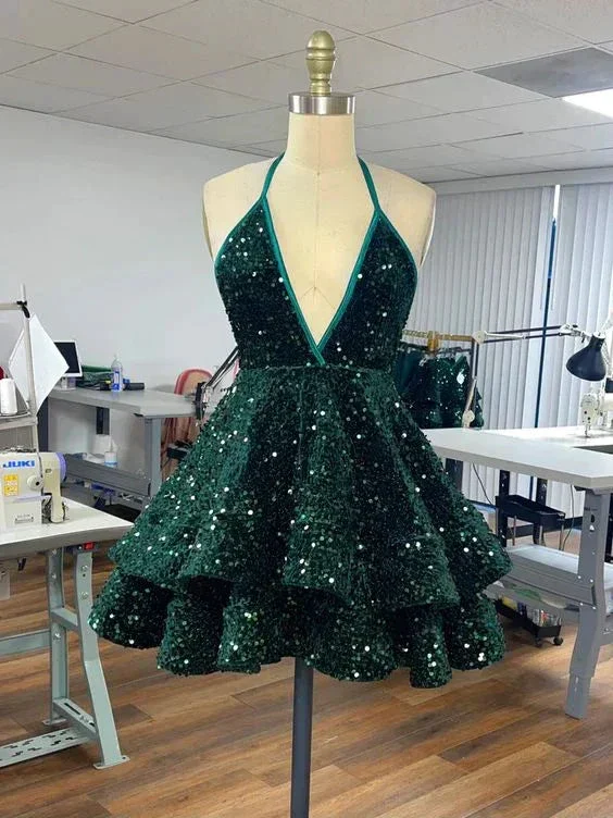 Blue Sequin Short Party Dress Homecoming Dress Y1408 - Image 2