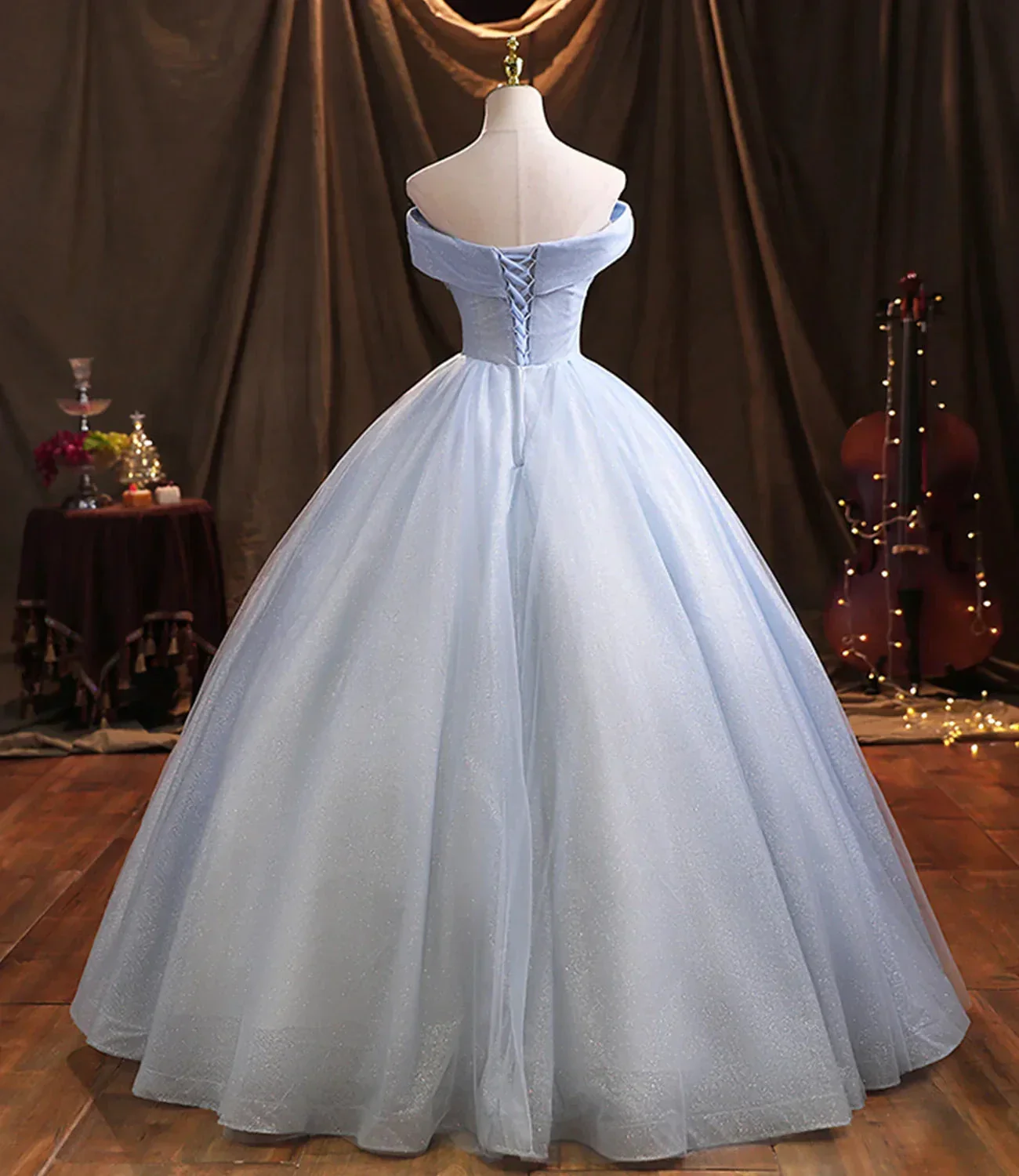 Blue tulle lace long ball gown dress formal dress Y1293 - Image 3