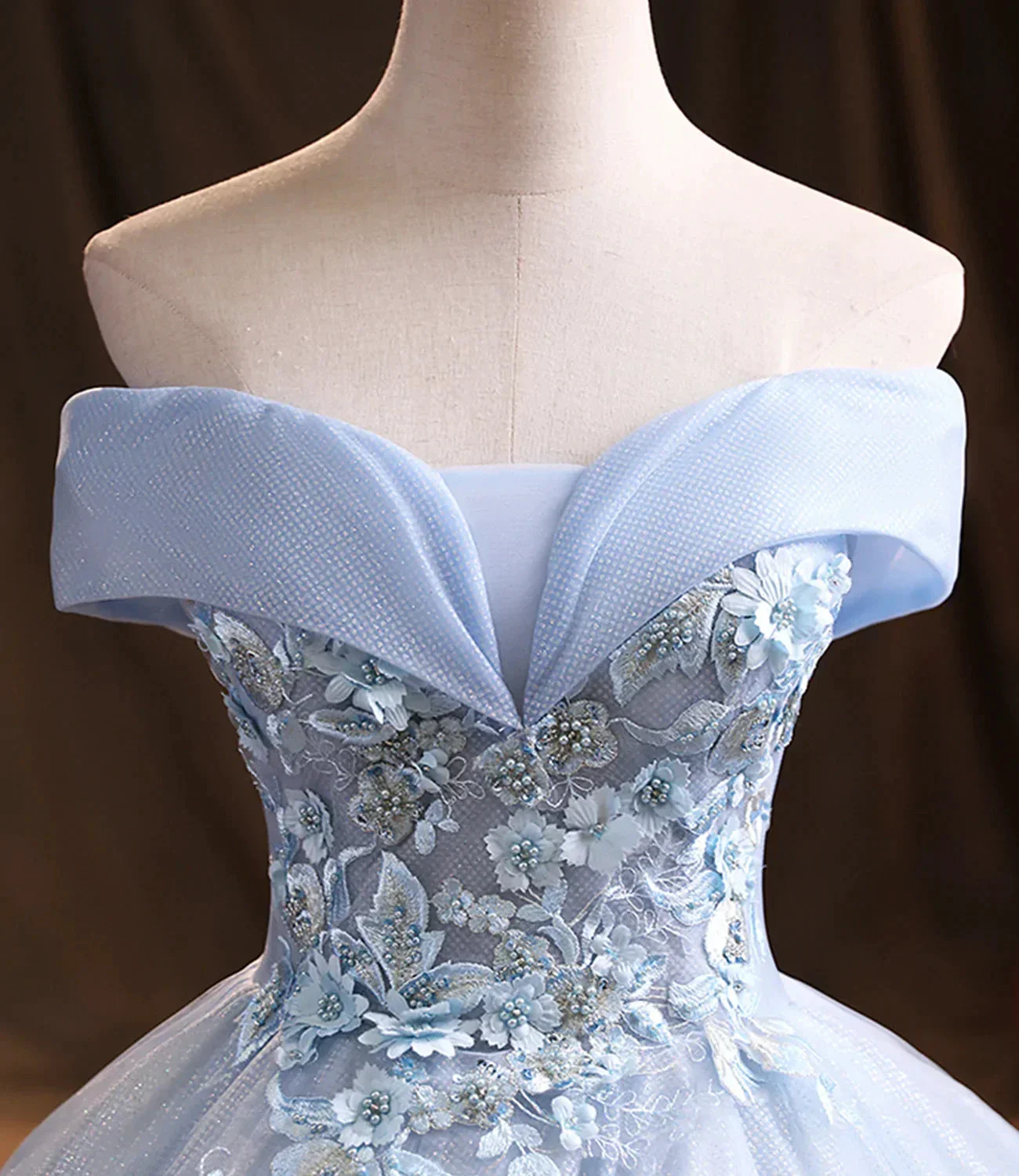 Blue tulle lace long ball gown dress formal dress Y1293 - Image 4