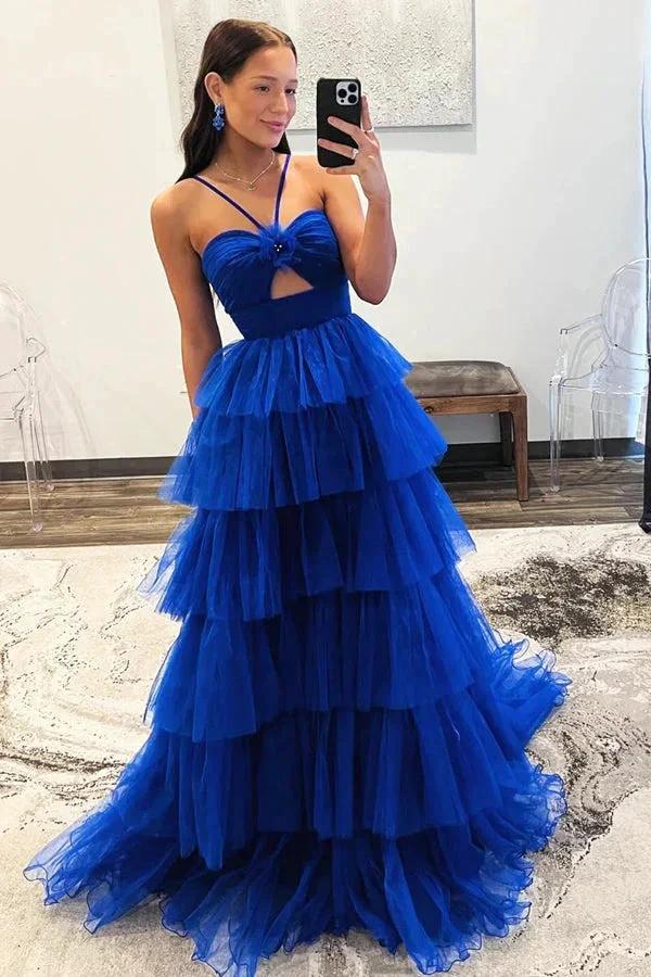 Blue Tulle Layers Long Formal Dress Princess Prom Dresses PSK548 - Image 2