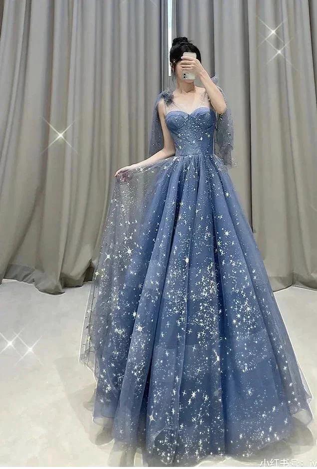 Blue Tulle Prom Gown Evening Dress Long Prom Dress Y4901 - Image 2