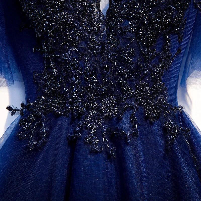 Blue v neck tulle short homecoming dress s94 - Image 3