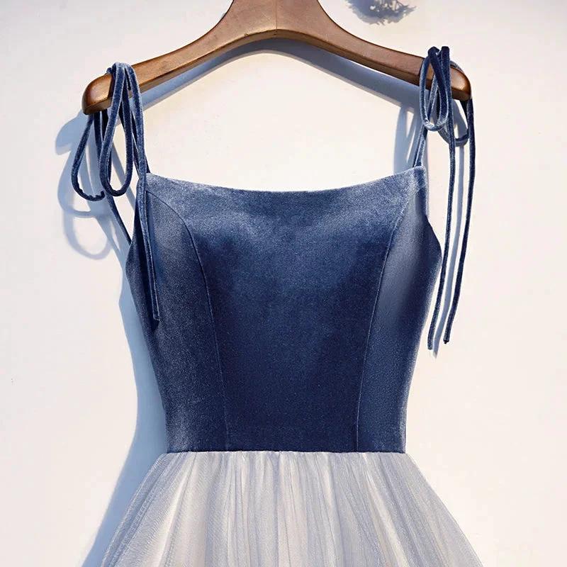 Blue velvet tulle short homecoming dress s99 - Image 3