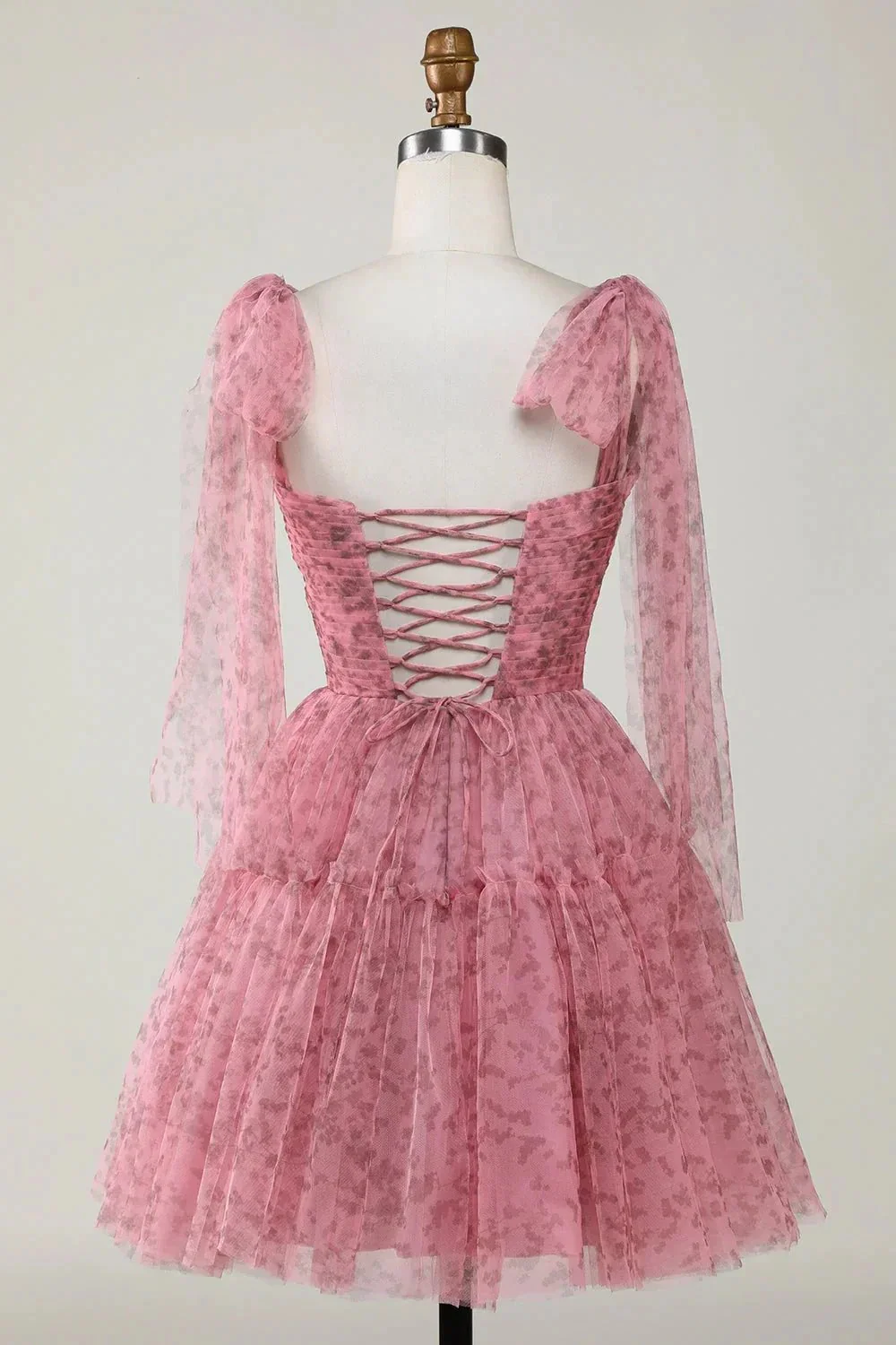Blush A-Line PrintedShort Tulle Homecoming Dress - Image 2