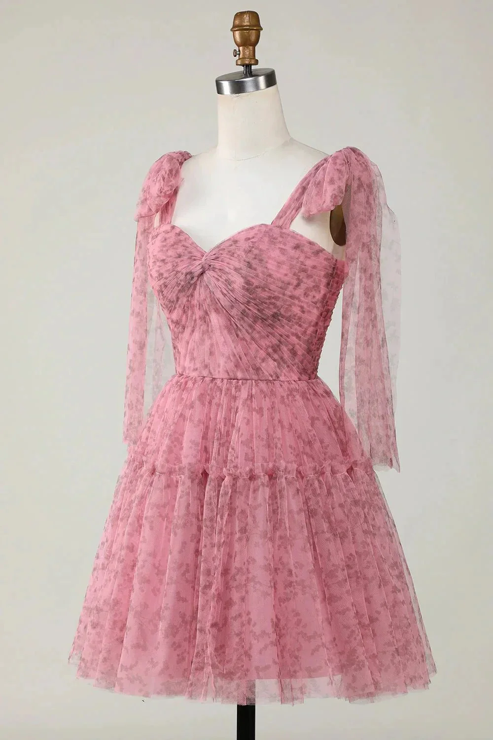 Blush A-Line PrintedShort Tulle Homecoming Dress - Image 3