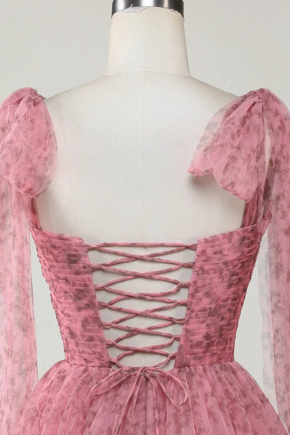 Blush A-Line PrintedShort Tulle Homecoming Dress - Image 5