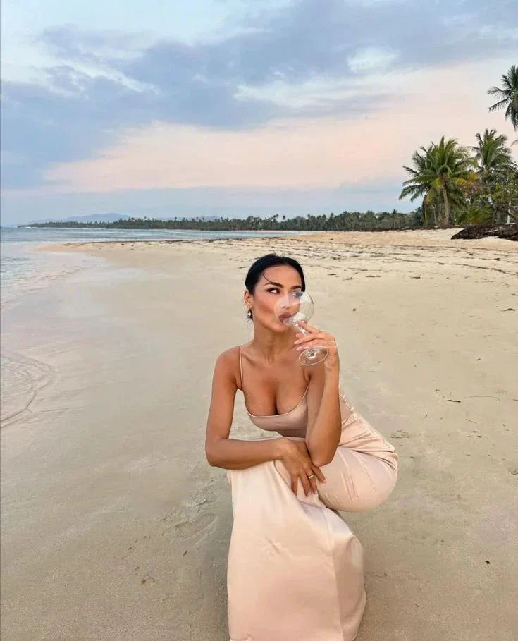 Blush satin beach evening dresses for women Y6927 - Image 2
