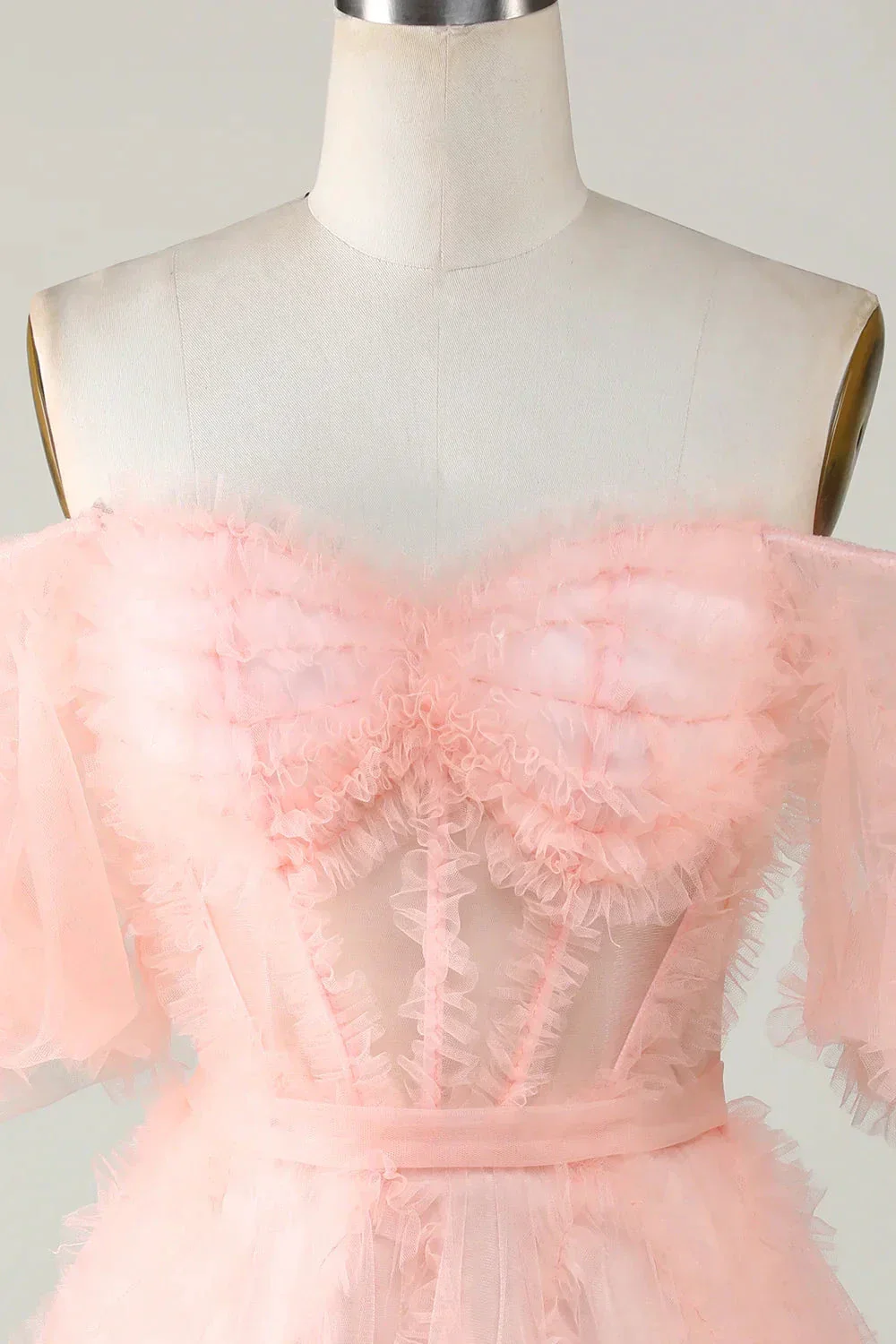 Blush Tulle Off The Shoulder Short Homecoming Dress Y2616 - Image 2