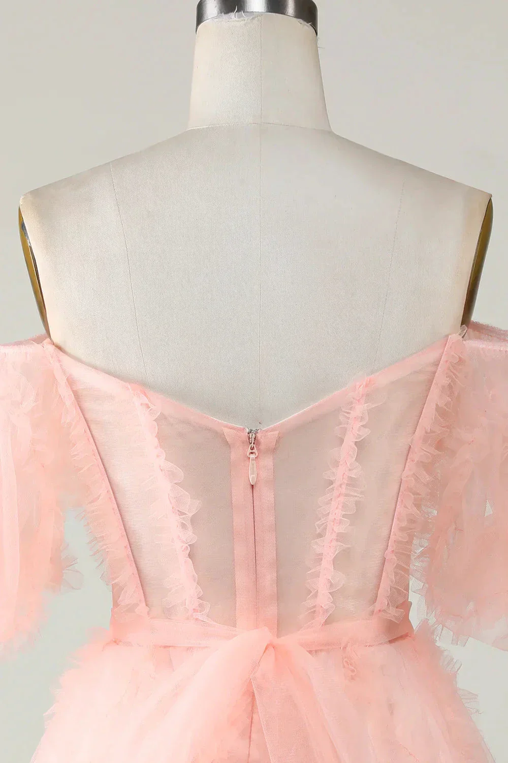 Blush Tulle Off The Shoulder Short Homecoming Dress Y2616 - Image 4