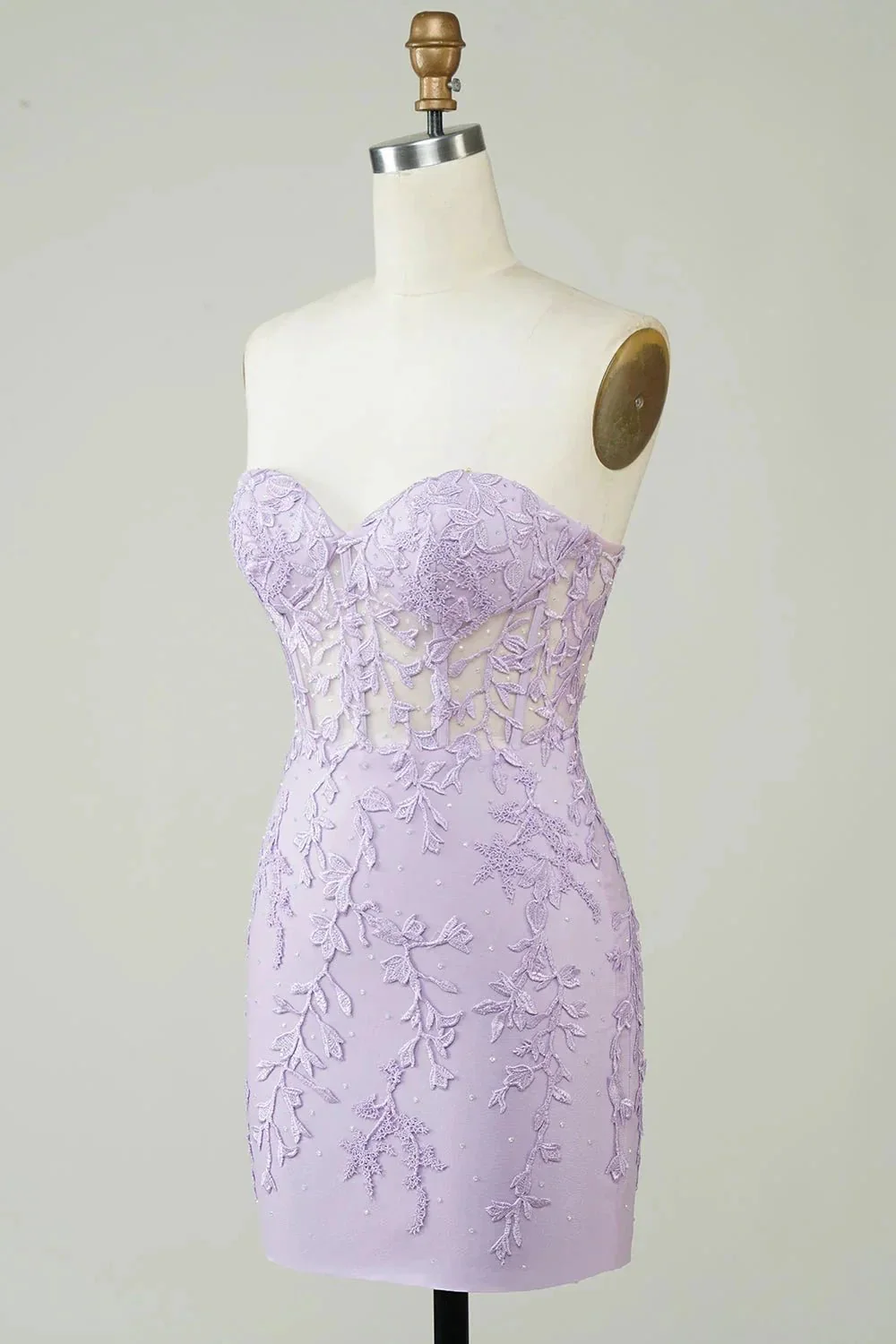 Bodycon Light Green Sweetheart Corset Short Homecoming Dress with Appliques - Image 12