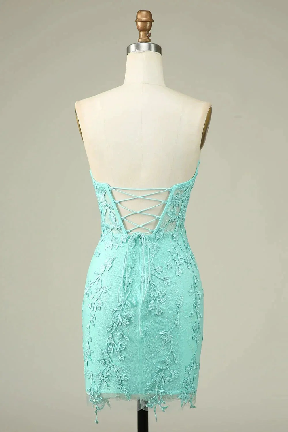 Bodycon Light Green Sweetheart Corset Short Homecoming Dress with Appliques - Image 2