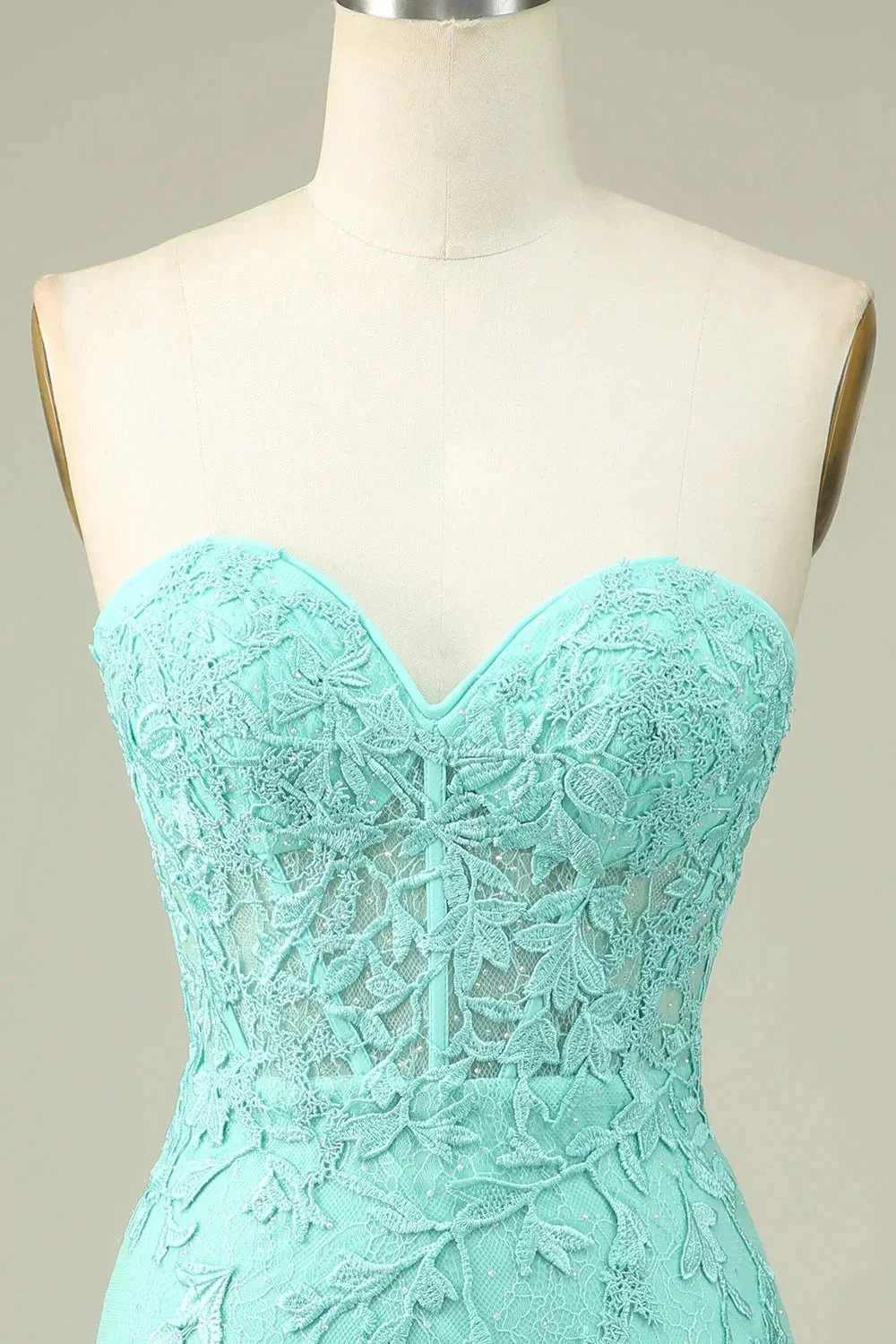 Bodycon Light Green Sweetheart Corset Short Homecoming Dress with Appliques - Image 4