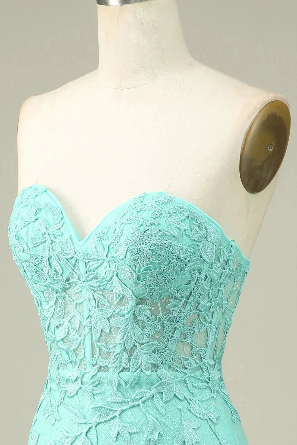Bodycon Light Green Sweetheart Corset Short Homecoming Dress with Appliques - Image 6