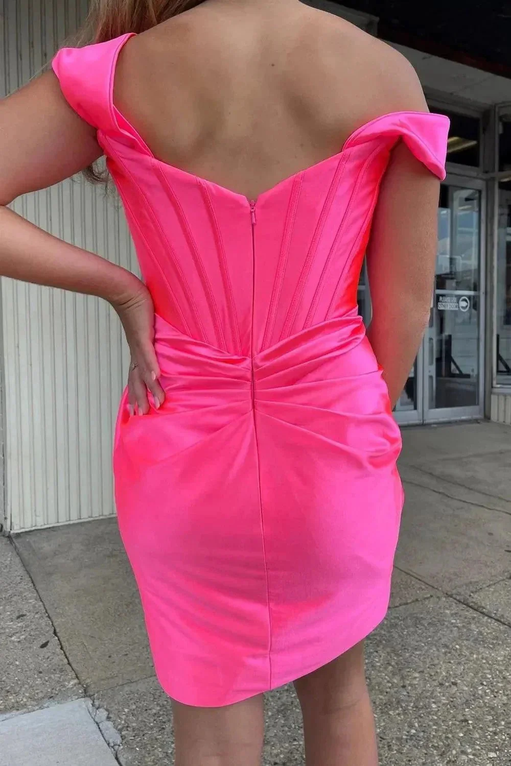 Bodycon Off the Shoulder Turquoise Homecoming Dress with Ruched PD528 - Image 5