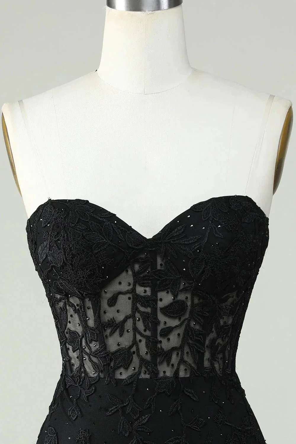 Bodycon Black Sweetheart Corset Short Homecoming Dress with Appliques - Image 4