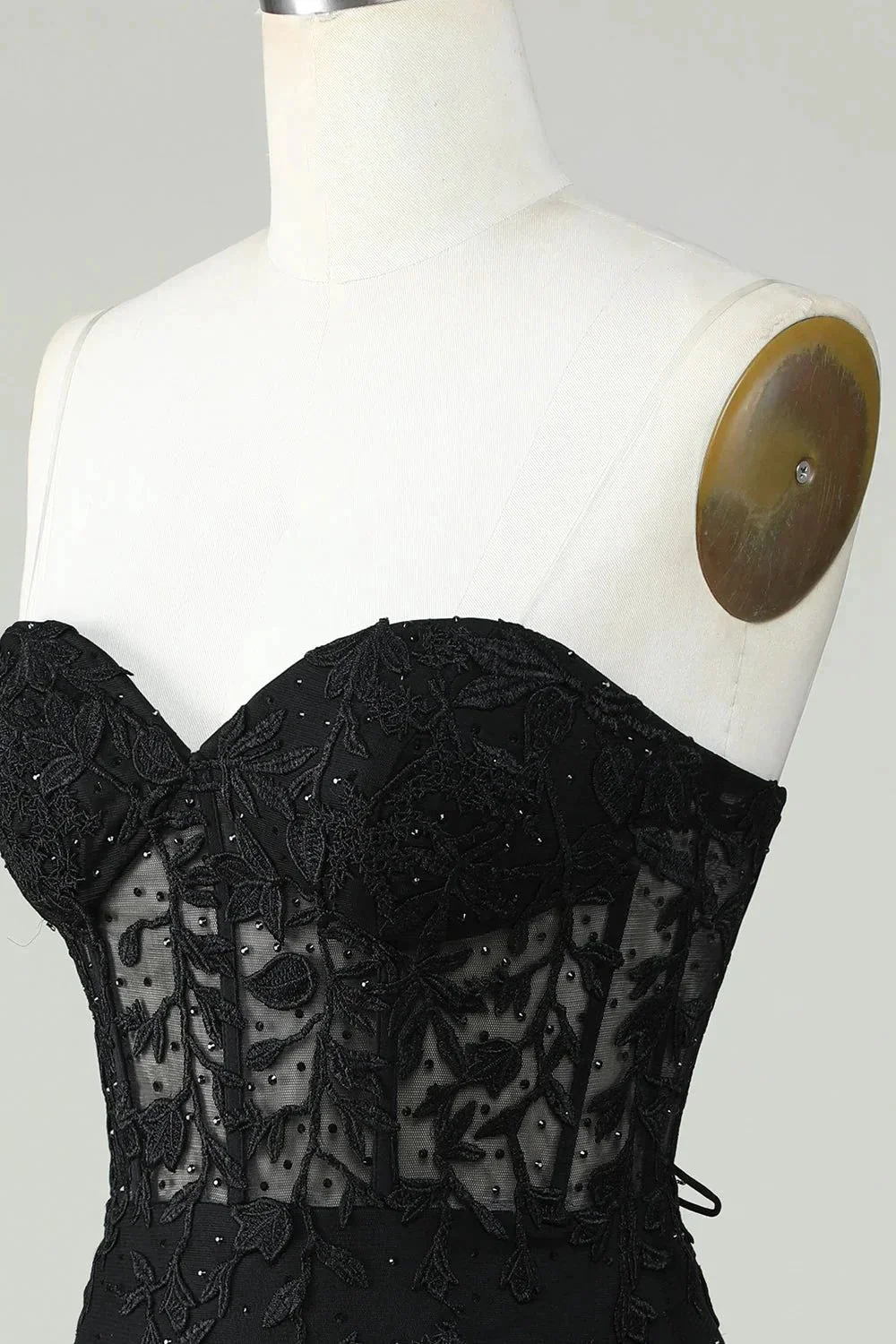 Bodycon Black Sweetheart Corset Short Homecoming Dress with Appliques - Image 5