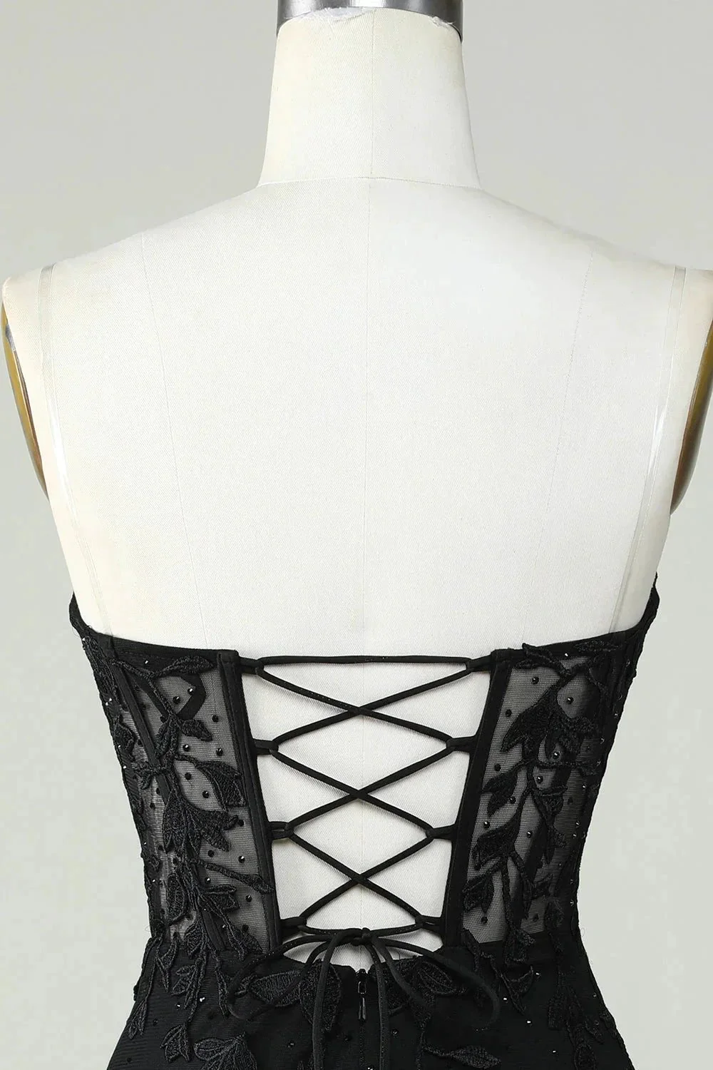 Bodycon Black Sweetheart Corset Short Homecoming Dress with Appliques - Image 6