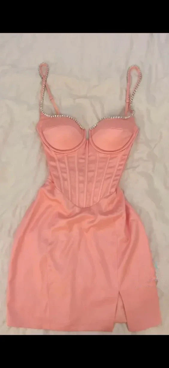 V-Neck Corset Mini Dress Sexy Homecoming Dress Y4077 - Image 2