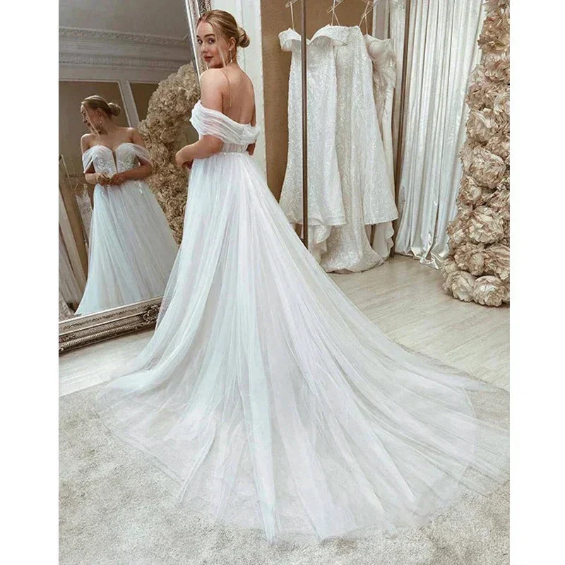 Bohemian Wedding Dresses Sleeveless Shoulder Women Sexy Sweetheart Lace Applique Bridal Gowns Formal Beach Wedding Party Robe De - Image 4