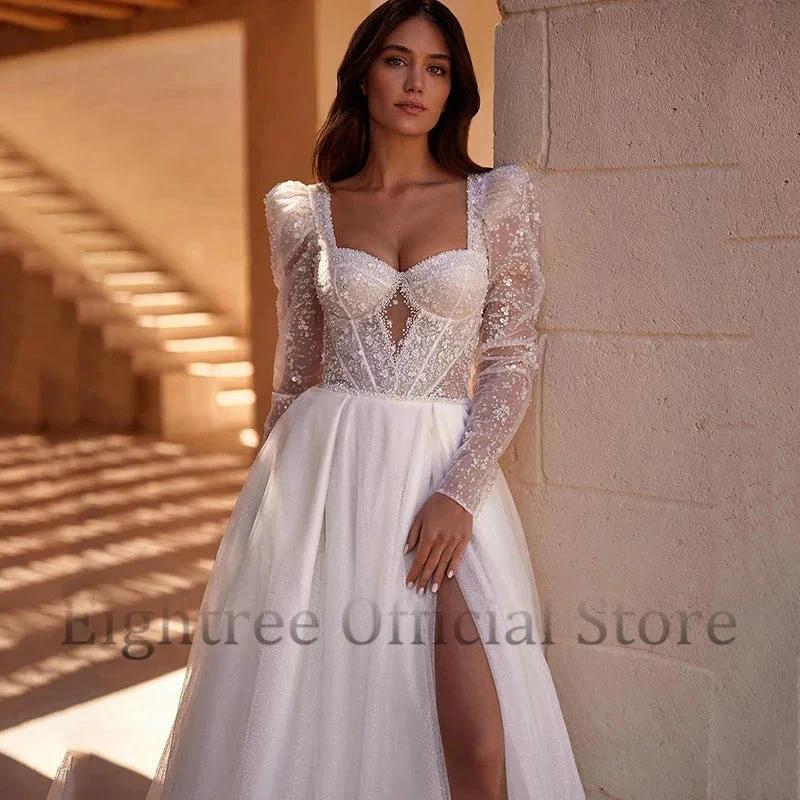 Boho A-Line Wedding Dresses Long Sleeve Sweetheart Bridal Dress Elegant Princess Evening Wedding Gowns Custom Size - Image 2