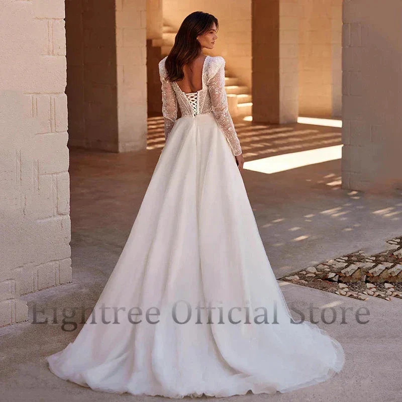 Boho A-Line Wedding Dresses Long Sleeve Sweetheart Bridal Dress Elegant Princess Evening Wedding Gowns Custom Size - Image 3