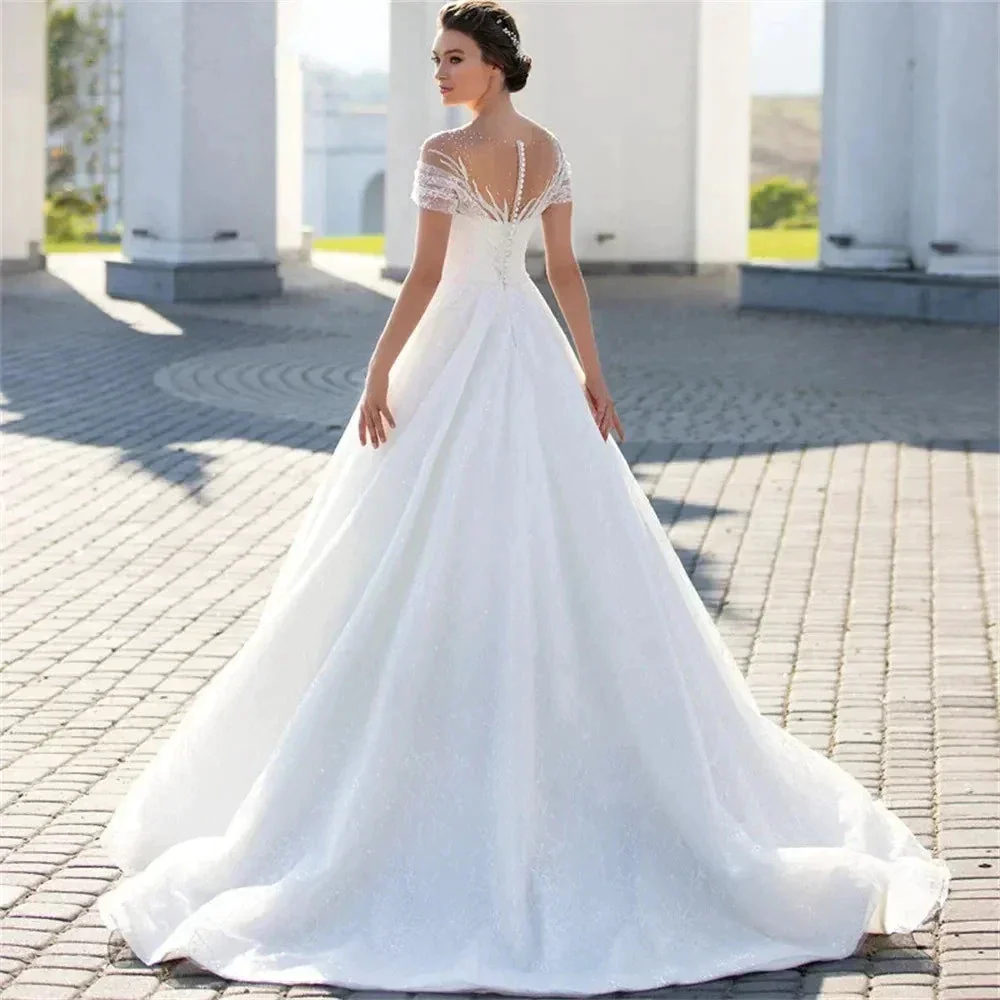Boho Lace Appliques Wedding Dresses A Line Fuffy Tulle Ball Gowns Sexy Sleeveless Woman's Formal Beach Party Vestido De Novia - Image 2