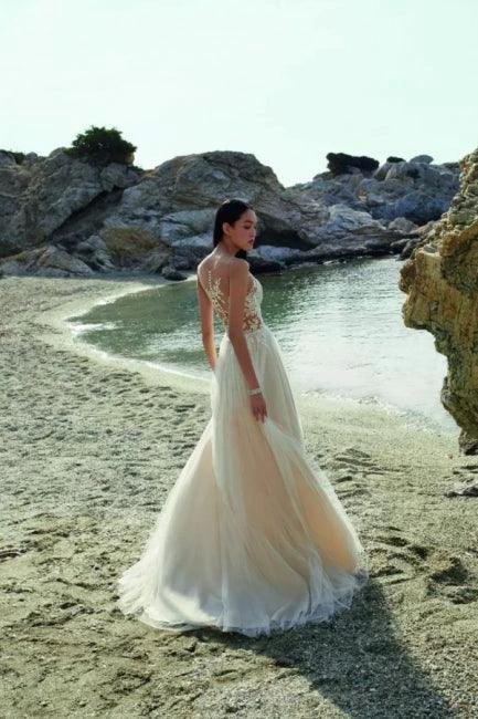 Boho Long A-line Tulle Sleeveless Wedding Dresses With Lace - Image 2