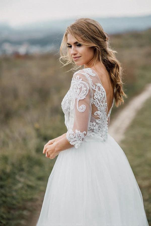 Boho Wedding Dress Low Open Back Bridal  Gown Separates Wedding Dress WD499 - Image 3
