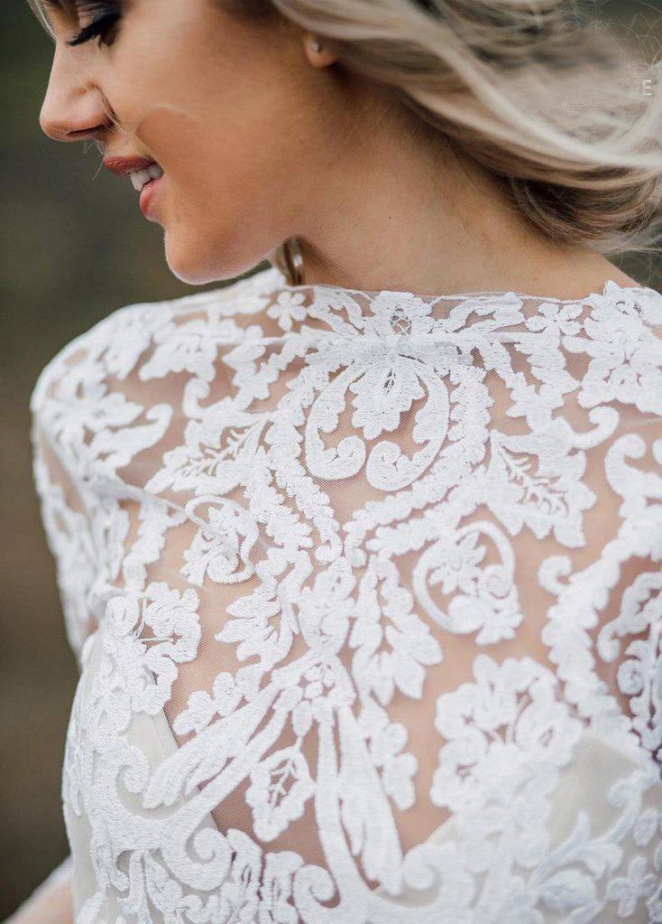 Boho Wedding Dress  V Back Bridal Lace Gown Separates Wedding Dress WD496 - Image 3