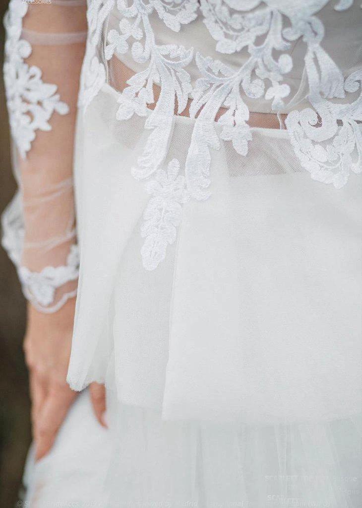 Boho Wedding Dress  V Back Bridal Lace Gown Separates Wedding Dress WD496 - Image 5