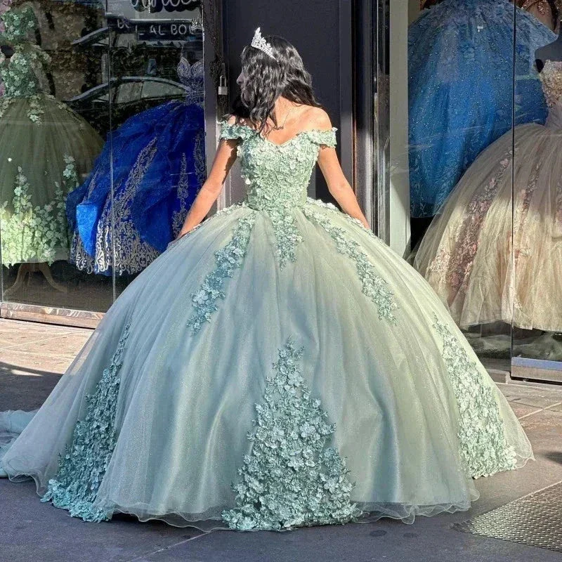 Bow Back Quinceanera Dresses Off Shoulder Ball Gown For 15th Birthday Party Y7248 - Image 4
