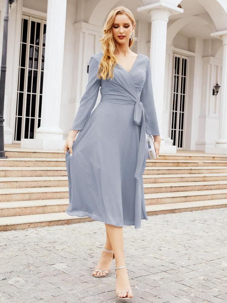 Bridesmaid Dress V-Back Waist Belt Mother of the Bride Wedding Guest SY28031 - Image 10