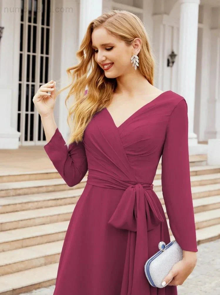 Bridesmaid Dress V-Back Waist Belt Mother of the Bride Wedding Guest SY28031 - Image 102