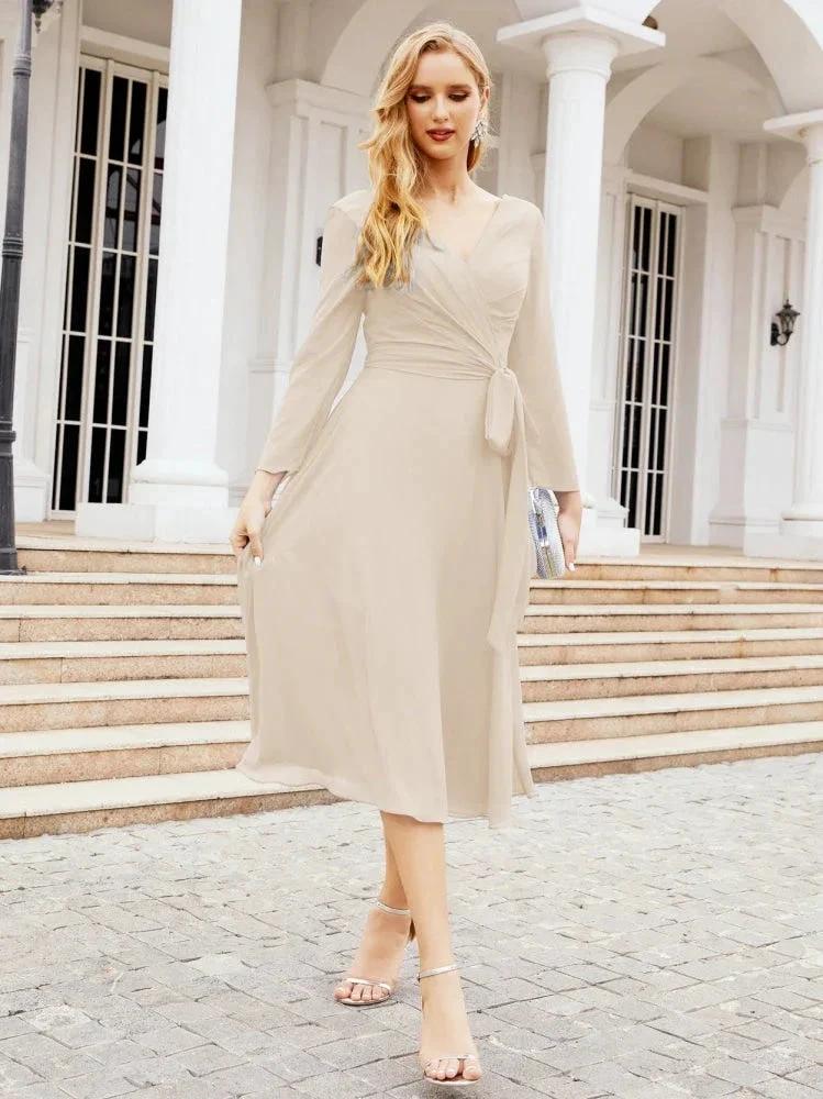 Bridesmaid Dress V-Back Waist Belt Mother of the Bride Wedding Guest SY28031 - Image 103