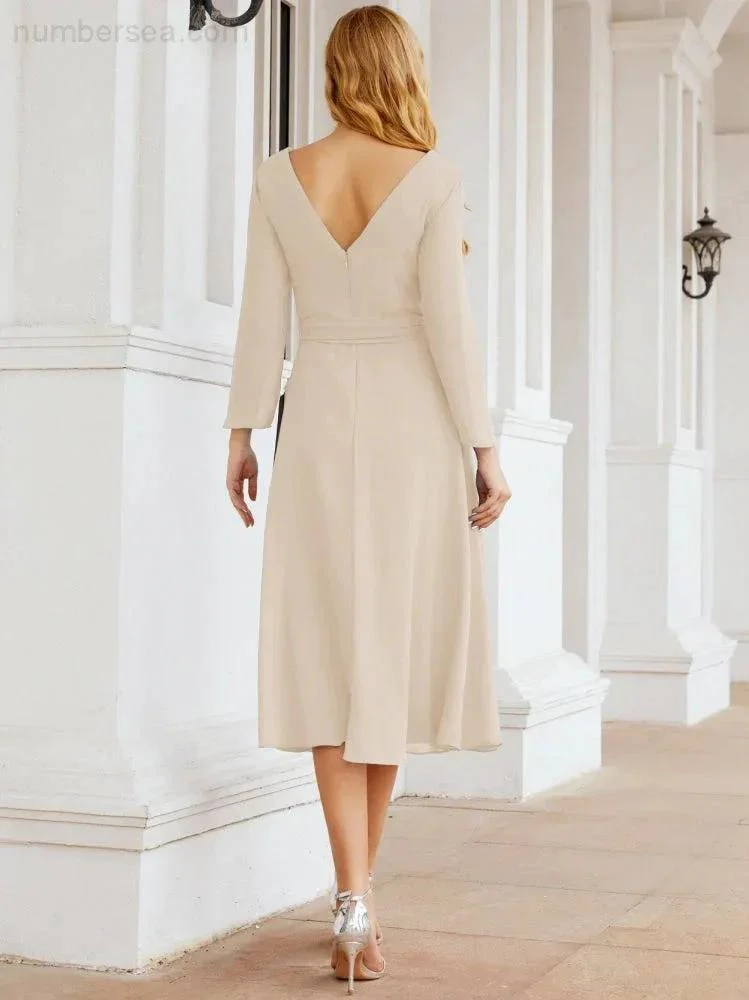 Bridesmaid Dress V-Back Waist Belt Mother of the Bride Wedding Guest SY28031 - Image 104