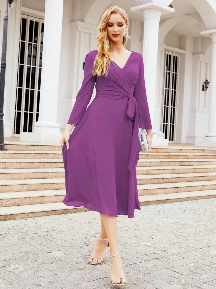 Bridesmaid Dress V-Back Waist Belt Mother of the Bride Wedding Guest SY28031 - Image 106