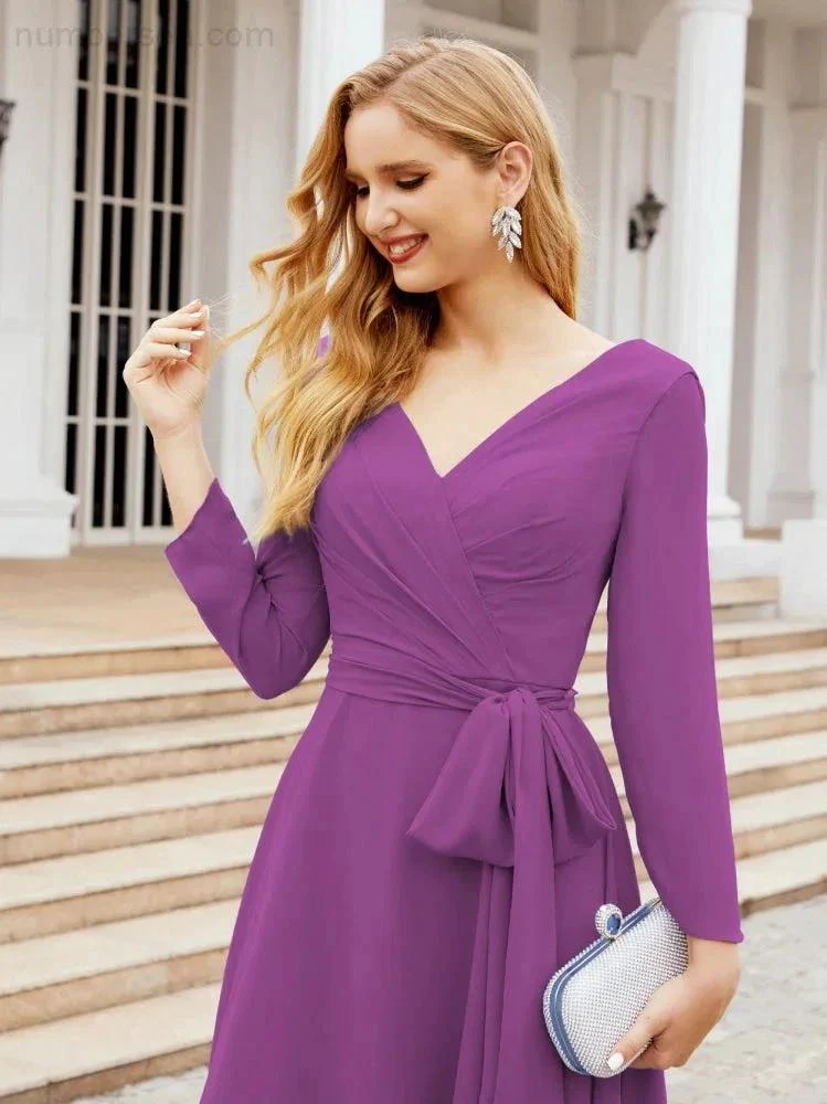 Bridesmaid Dress V-Back Waist Belt Mother of the Bride Wedding Guest SY28031 - Image 108