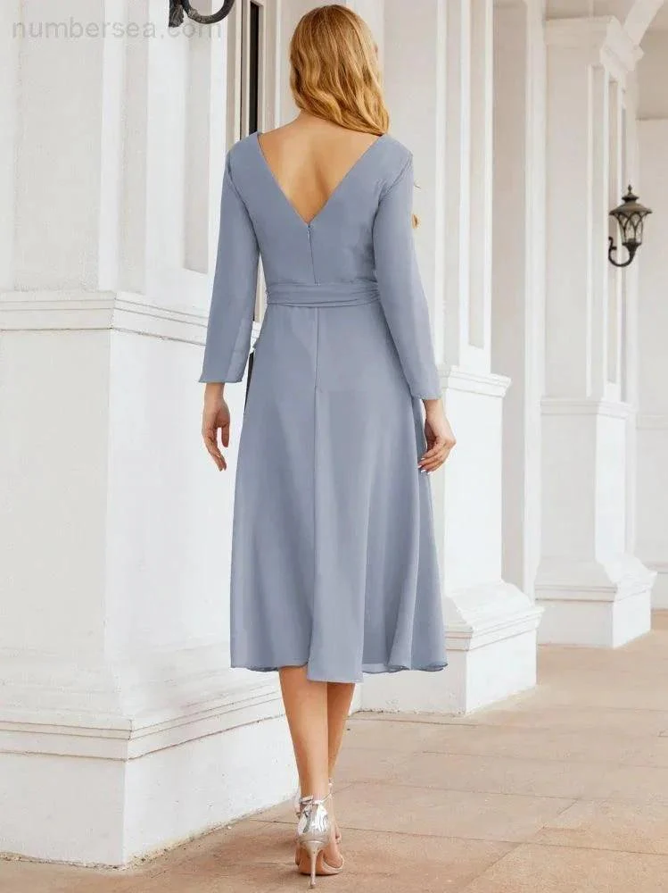 Bridesmaid Dress V-Back Waist Belt Mother of the Bride Wedding Guest SY28031 - Image 11