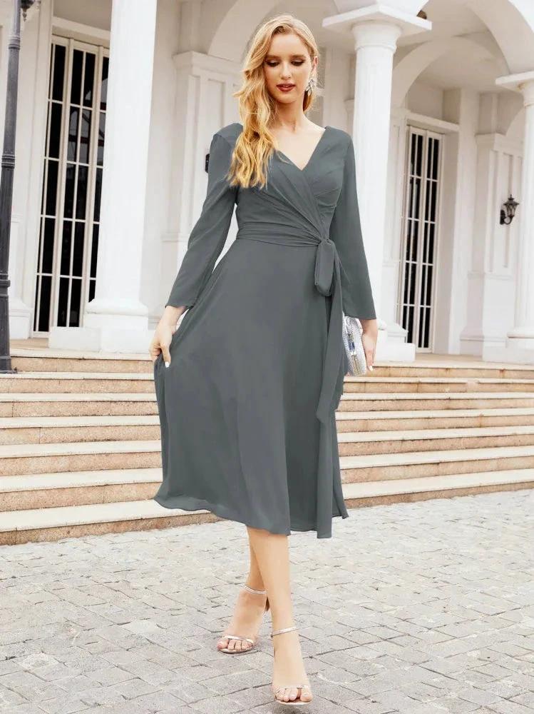 Bridesmaid Dress V-Back Waist Belt Mother of the Bride Wedding Guest SY28031 - Image 112
