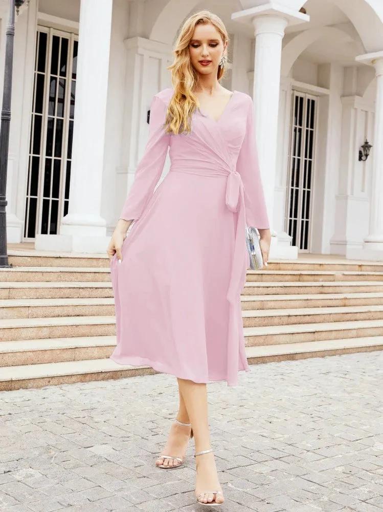 Bridesmaid Dress V-Back Waist Belt Mother of the Bride Wedding Guest SY28031 - Image 115