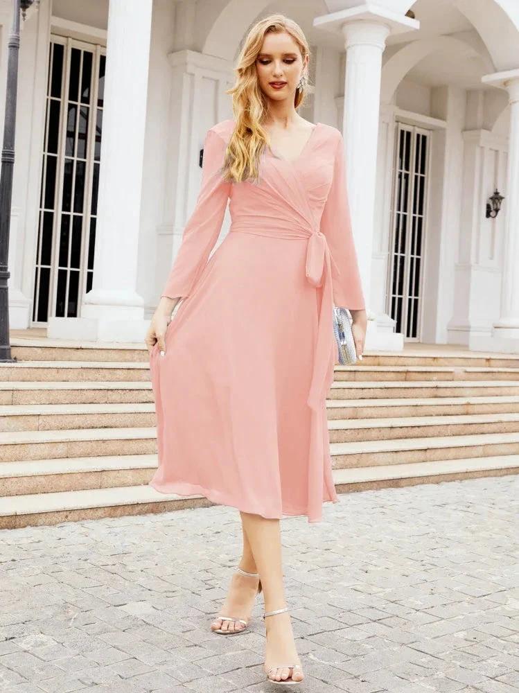 Bridesmaid Dress V-Back Waist Belt Mother of the Bride Wedding Guest SY28031 - Image 118