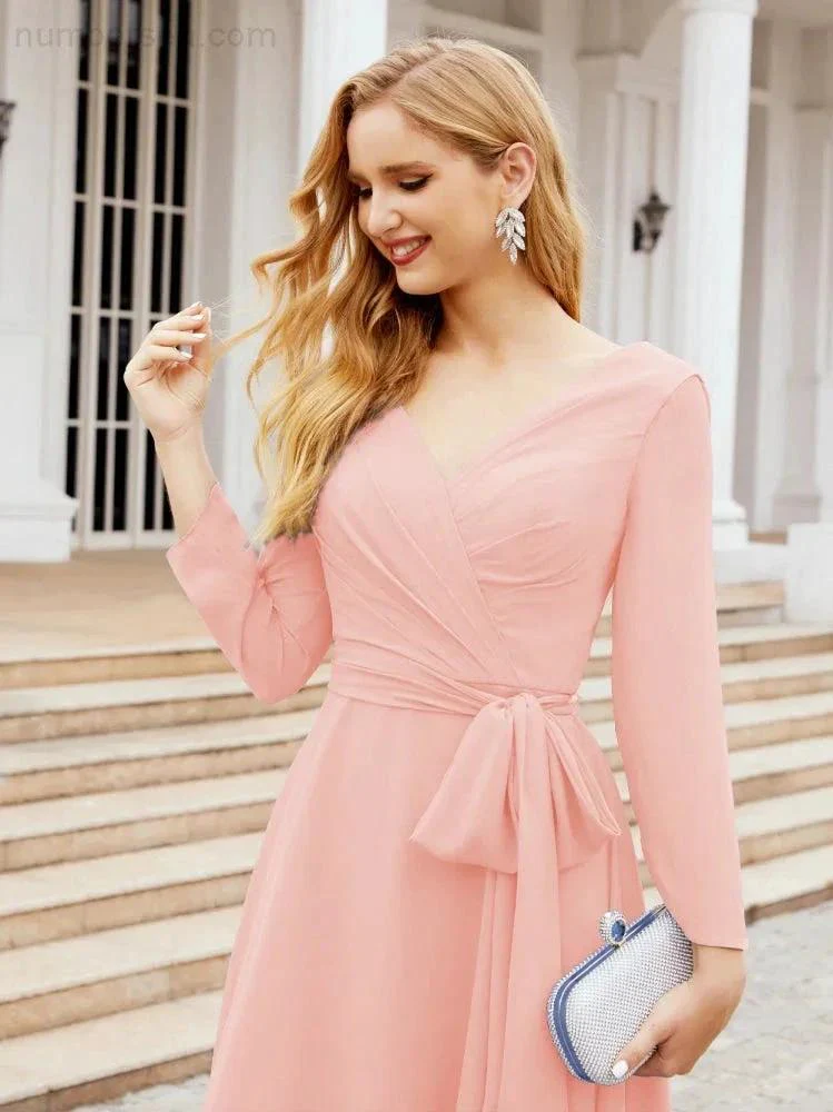 Bridesmaid Dress V-Back Waist Belt Mother of the Bride Wedding Guest SY28031 - Image 120