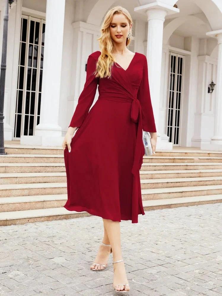 Bridesmaid Dress V-Back Waist Belt Mother of the Bride Wedding Guest SY28031 - Image 121